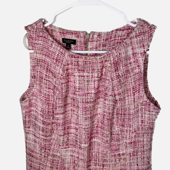 Talbots Pink Tweed Sheath Dress Women’s Size 4 Sleeveless Classic Workwear - Picture 10 of 15